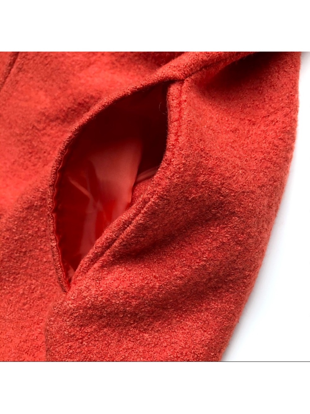 Rachel Zoe Wool Blend Open Front Coat Jacket Coral Orange Red Bouclé M Textured - Picture 3 of 7